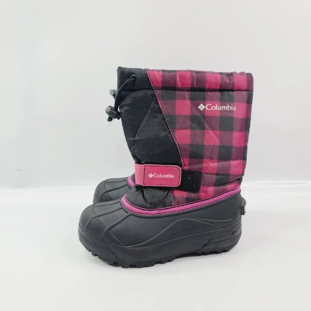 Sorel‎ Girl's Red Black Powder Dug BC1281-011 Plaid Outdoor Ankle Snow Boot 12